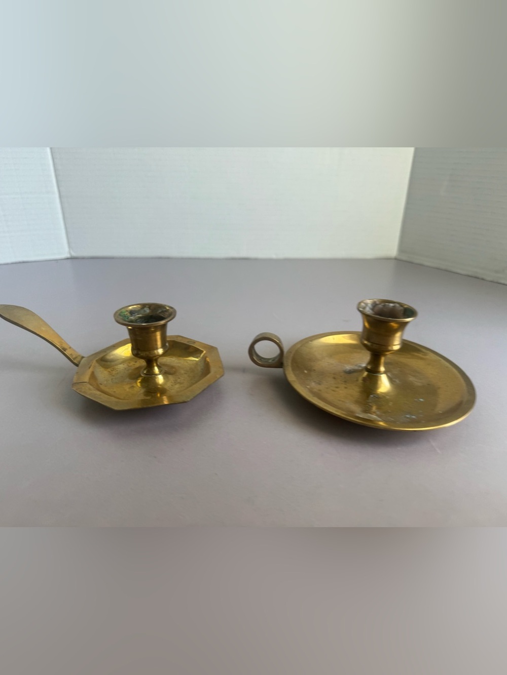 Brass Chamberstick Candle Holders - Set of 2